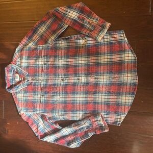 America Republic Men's Denim Plaid Casual Button Down Shirt - Red and Blue